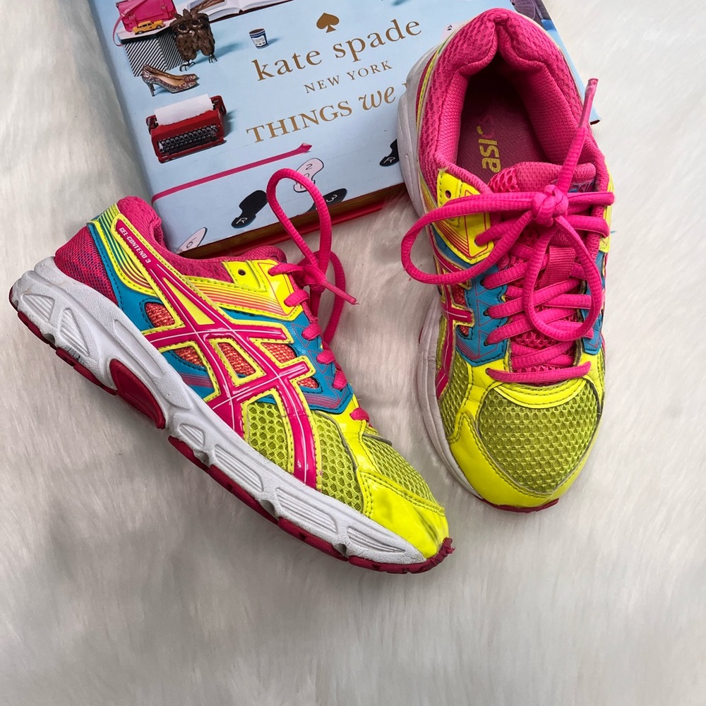ASICS Yellow and Pink Sneakers with Classic Design